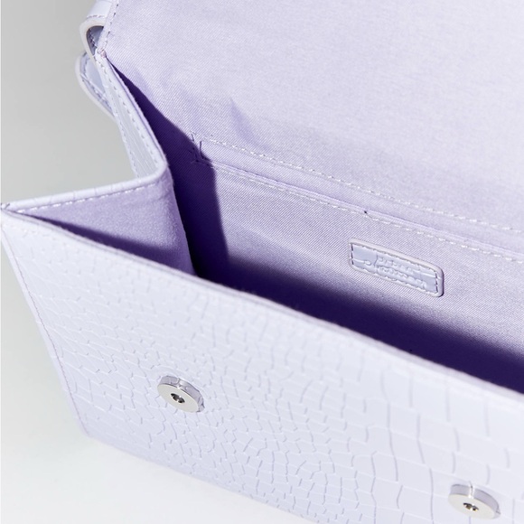 Urban Outfitters Smooth Flap Crossbody Bag Lilac Faux Croc - Picture 2 of 5